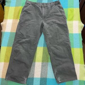 Vintage Carhartt Carpenter Faded Green Canvas Workwear Pants
